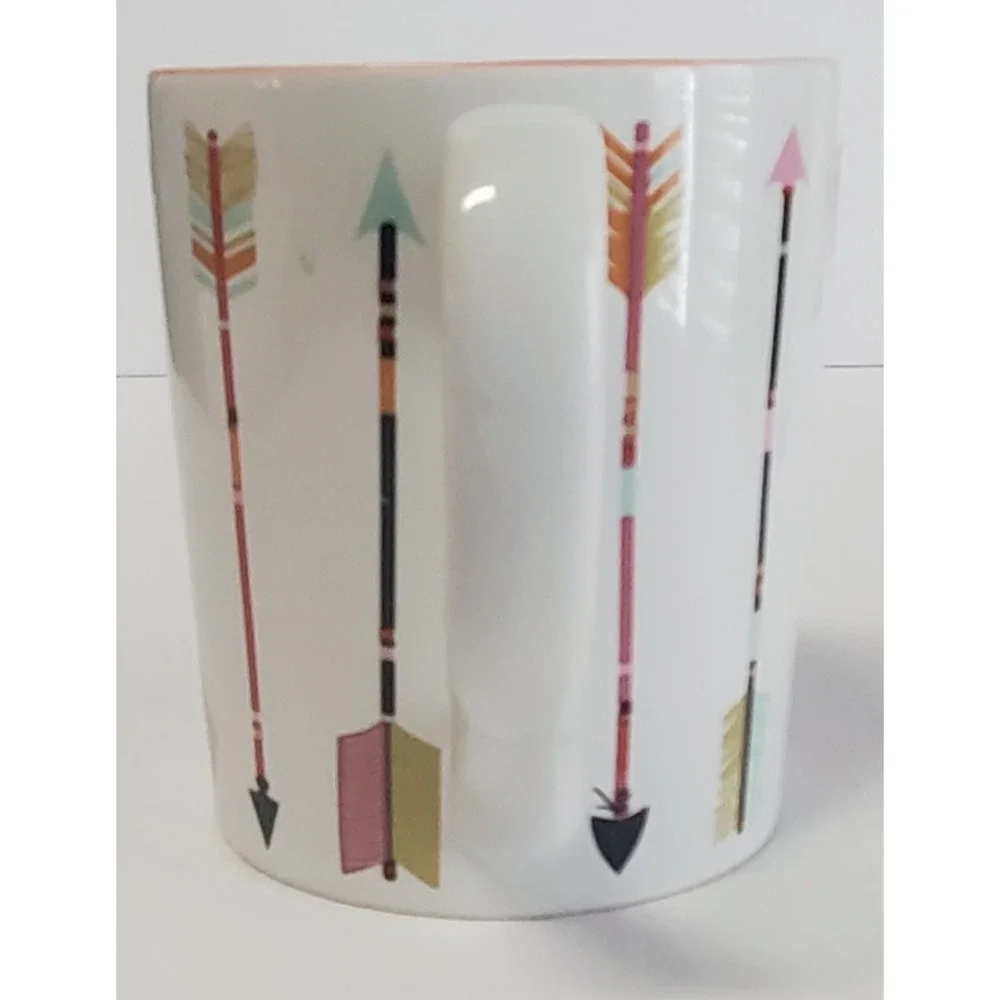 Paper Source Arrows Darts Coffee Mug Coral Interior 2013 Crm/Pink/Olive/Aqua Cup